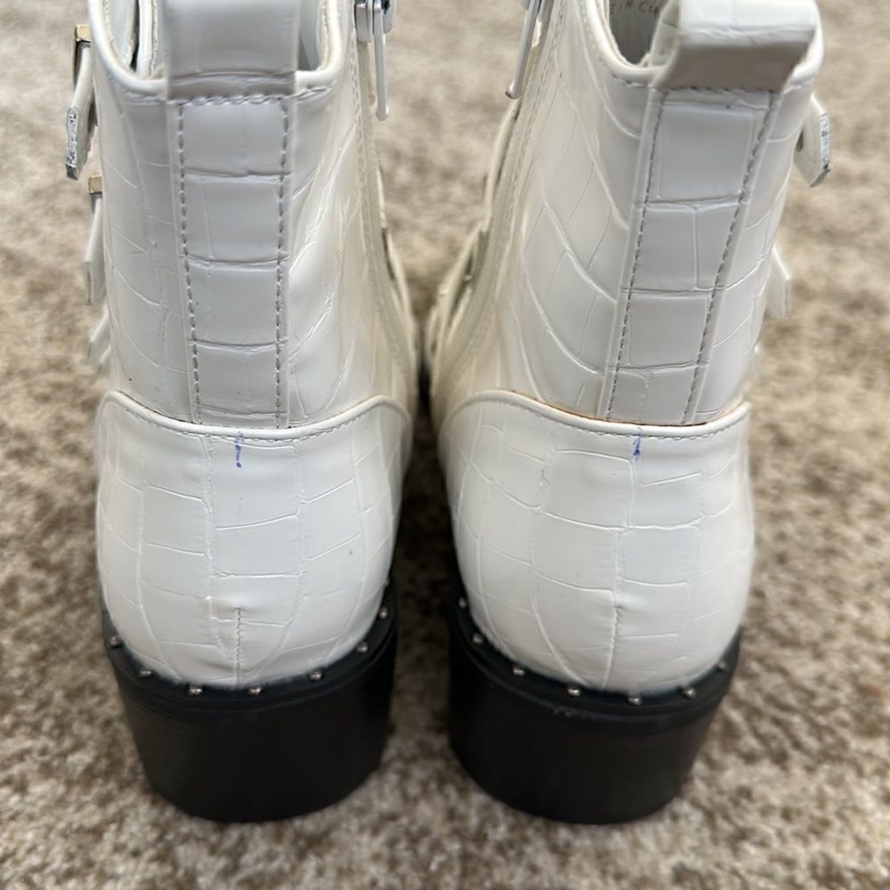 Catherine Melandrano White Leather Heeled Boots 6.5 - Picture 5 of 9